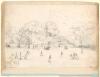 &lsquo;At Lords: Eton v. Harrow&rsquo;. Large supplement print published for the &lsquo;Christmas Number of The World 1889&rsquo;. The image depicts large crowds dressed in their finery attending Lord&rsquo;s, the match in progress in the background, with two roundel insets, one of W. - 3