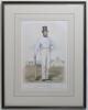 Joseph Guy. Nottinghamshire 1837-1854. &lsquo;Joseph Guy of Nottingham&rsquo;. Early large hand coloured tinted lithograph of Joseph Guy in cricket attire and top hat holding a cricket bat to his right hand side. John Corbett Anderson. Published by John Corbett Ander
