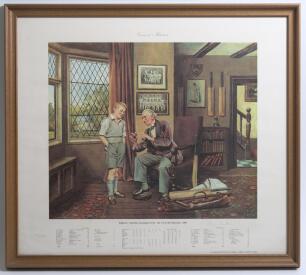 &lsquo;Visions of a Hat Trick&rsquo; and &lsquo;A Century for England&rsquo;. A pair of large prints published &lsquo;To commemorate one hundred years of Test matches- England v Australia in England&rsquo; 1880-1980, from original paintings by A.L. Grace. Published by &lsquo;Spica Prints, Laxton,