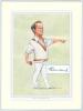 England &lsquo;Cricket Characters. The Cricketer Caricatures of John Ireland&rsquo; 1987 & 2000. Thirteen bookplate prints of caricatures of England Test cricketers by John Ireland, each print individually mounted with signature of the featured player laid down. Prin