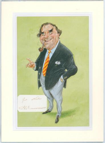 Commentators and umpires &lsquo;Cricket Characters. The Cricketer Caricatures of John Ireland&rsquo; 1987 & 2000. Seven bookplate prints of caricatures of cricket commentators and umpires by John Ireland, each print individually mounted, six with signature laid down 