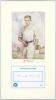 &lsquo;Cricket Greats&rsquo;. Three bookplate prints or copy photographs of notable Test cricketers, each with signature on card/ piece window mounted below or laid down to the print. Players/ signatures are Harold Larwood, Jack Hobbs, and Don Bradman. Each 10&rdquo;x13&rdquo;, 