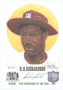 West Indies Test Cricketers. Denise Dean. Seventeen individual colour prints by artist Denise Dean of West Indies Test Cricketers, each signed by the artist. Includes fifteen prints from the series &lsquo;Wisden Five Cricketers of the Year&rsquo;, each limited to 150