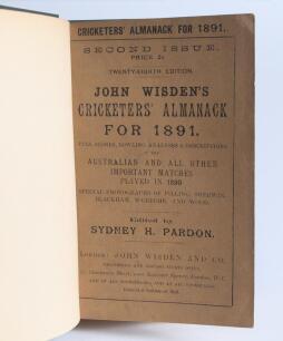 Wisden Cricketers&rsquo; Almanack 1891. 28th edition, second issue. Bound in green boards, with original wrappers, title and date in gilt to spine. Minor pencil annotation to rear wrapper otherwise in good/very good condition