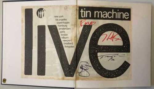 TIN MACHINE 1989 SCRAPBOOK INC FULLY SIGNED ADVERT AND PHOTOS