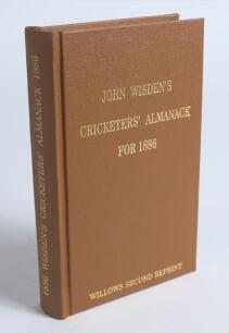 Wisden Cricketers&rsquo; Almanack 1886. Willows &lsquo;second&rsquo; softback reprint (2005) in light brown hardback covers with gilt lettering. Limited edition 194/250. Good/very good condition