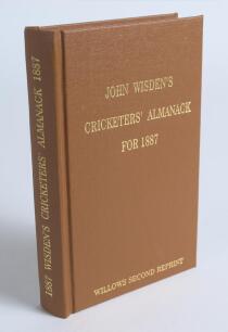 Wisden Cricketers&rsquo; Almanack 1887. Willows &lsquo;second&rsquo; softback reprint (2004) in light brown hardback covers with gilt lettering. Limited edition 248/250. Good/very good condition