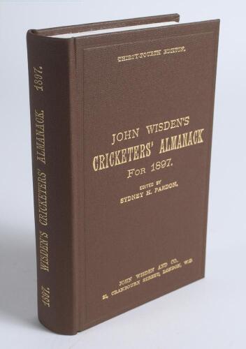 Wisden Cricketers&rsquo; Almanack 1897. Willows hardback reprint (1994) in dark brown boards with gilt lettering. Limited edition 426/500. Very good condition