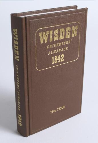 Wisden Cricketers&rsquo; Almanack 1942. Willows hardback reprint (1999) in dark brown boards with gilt lettering. Limited edition 270/500. Very good condition