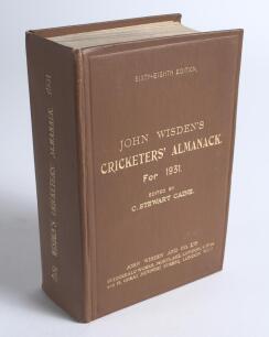Wisden Cricketers&rsquo; Almanack 1931. 68th edition. Original hardback. Original hardback. Very good condition