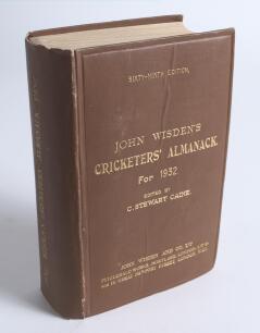 Wisden Cricketers&rsquo; Almanack 1932. 69th edition. Original hardback. Light vertical crease to centre of front board, minor wear to boards and spine paper, odd minor faults otherwise in good/very good condition