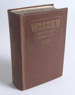 Wisden Cricketers&rsquo; Almanack 1939. 76th edition. Original hardback. Dulled gilt titles to spine, some dulling to the titles on the front board, minor wear to board extremities near to the spine, breaking to front and rear internal hinges otherwise in good