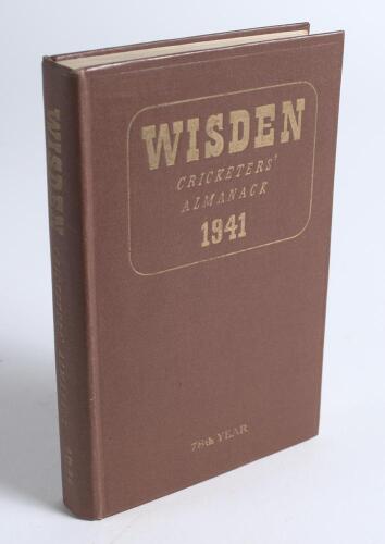 Wisden Cricketers&rsquo; Almanack 1941. 78th edition. Original hardback. Only 800 hardback copies were printed in this war year. Very good condition with gilt titles bright. A rare wartime edition