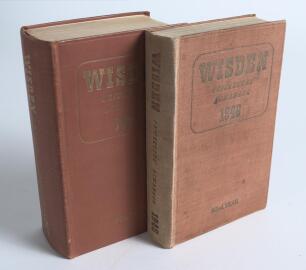 Wisden Cricketers&rsquo; Almanack 1946 and 1947. Original hardback editions. The 1946 edition with fading, wear and soiling to boards, dulled gilt titles, internally good, the 1947 edition in generally good condition. Qty 2