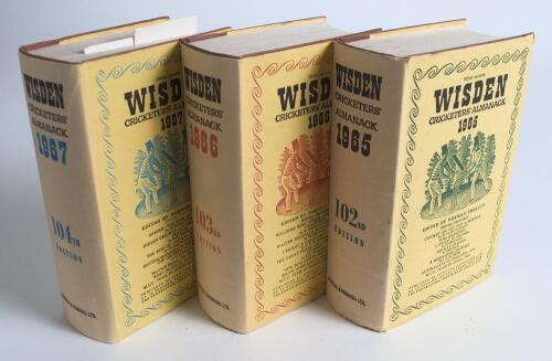 Wisden Cricketers&rsquo; Almanack 1965, 1966 and 1967. Original hardback with dustwrappers. Some age toning to the spines of all three dustwrappers otherwise in good/very good condition