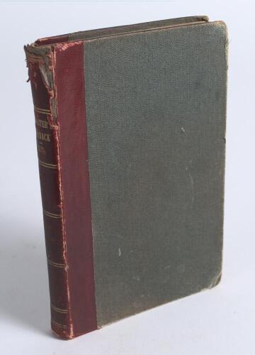 Wisden Cricketers&rsquo; Almanack 1877. 14th edition. Bound in quarter leather boards, lacking original wrappers, with title and date in gilt to spine. Pages checked, complete. Very minor damage to page 127/128, some breaking to page block at front and rear, ni