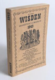 Wisden Cricketers&rsquo; Almanack 1943. 80th edition. Original limp cloth covers. Only 5600 paper copies printed in this war year. Slight discolouration to covers and spine, minor mark to front cover otherwise in good/very good condition. Rare war-time edition