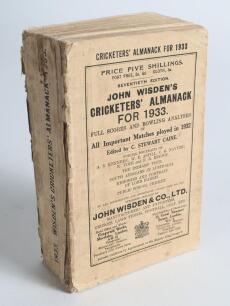 Wisden Cricketers&rsquo; Almanack 1933. 70th edition. Original paper wrappers. Wear with some loss to spine paper, general wear to wrappers otherwise in good condition