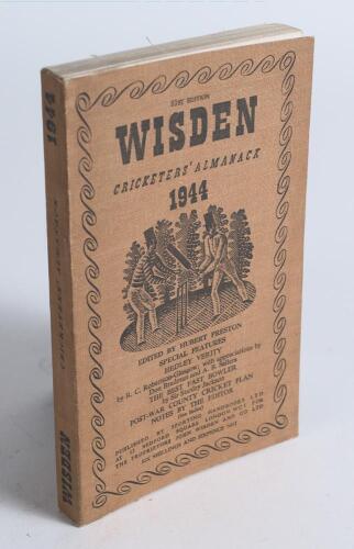 Wisden Cricketers&rsquo; Almanack 1944. 81st edition. Original limp cloth covers. Only 5600 paper copies printed in this war year. Odd very minor faults otherwise in very good condition. Rare war-time edition