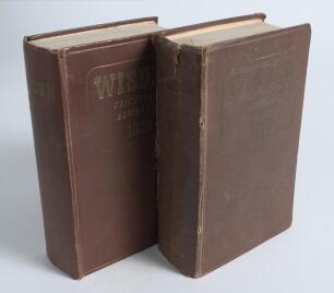 Wisden Cricketers&rsquo; Almanack 1938 and 1939. 75th & 76th editions. Original hardback editions. The 1938 edition in only fair condition with broken front and rear internal hinges, faded gilt titles, splitting and tear to spine paper, the 1939 edition with so