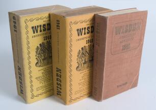 Wisden Cricketers&rsquo; Almanack 1946, 1948 and 1949. The 1946 edition is an original hardback edition, the other two books are original limp cloth covered editions. The 1946 edition with some wear and fading to boards and spine, internally good, the 1948 edit
