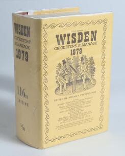 Wisden Cricketers&rsquo; Almanack 1979. Original hardback edition with original dustwrapper. Nicely signed in ink by all five &lsquo;Cricketers of the Year&rsquo; to their photograph plate, D.I. Gower (Leics), J.N. Shepherd (West Indies), C. Old (Yorkshire), C.T. Radley (M