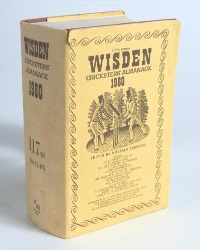 Wisden Cricketers&rsquo; Almanack 1980. Original hardback edition with original dustwrapper. Nicely signed in ink by all five &lsquo;Cricketers of the Year&rsquo; to their photograph plate, D.W. Randall (Notts), J. Garner (West Indies), G.A. Gooch (Essex), B.C. Rose (Somer