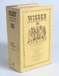 Wisden Cricketers&rsquo; Almanack 1985. Original hardback edition with original dustwrapper. Nicely signed in ink by four of the five &lsquo;Cricketers of the Year&rsquo; to their photograph plate, M.D. Crowe (NZ), G. Humpage (Warwicks), S. Wettimuny (Sri Lanka) and J. Sim