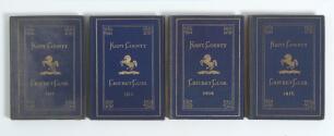 Kent County Cricket Club Annual 1912 to 1915. Four editions of the hardback &lsquo;blue book&rsquo;, printed either by the The Kentish Gazette Office, Ashford or Gibbs & Son, Canterbury. Original decorative boards, gilt to page edges. Gilt titles and Kent emblem in g