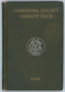 Yorkshire C.C.C. Annual 1894. 2nd year of issue. 136pp plus &lsquo;Notes&rsquo; pages as issued. Edited by J.B. Wostinholm. J. Robertshaw, Sheffield, printer. Original olive boards with titles in gilt to front board and white &lsquo;Y.C.C.C.&rsquo; emblem to centre, gilt to page