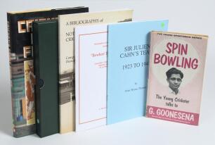 Nottinghamshire cricket. Six signed and/or limited edition titles relating to Nottinghamshire cricket. &lsquo;Spin Bowling. The young cricketer talks to G. Goonesena&rsquo;, Gamini Goonesena, London 1959. Signature of Goonesena in ink to Queen&rsquo;s College, Cambridge he