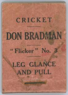 Don Bradman Flicker Book. No.3. &lsquo;Leg Glance and Pull&rsquo;. Flicker Productions Ltd, London, 1930. Some soiling and wear to wrappers, slight rusting to staple, otherwise in good condition
