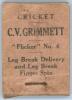 &lsquo;Cricket. C.V. Grimmett Flicker Book. No. 4, &lsquo;Leg Break Delivery and Leg Break Finger Spin&rsquo;. Published by Flicker Productions Ltd, London in 1930. Some soiling and wear to wrappers, slight rusting to staple, tear to head of booklet, otherwise in good cond
