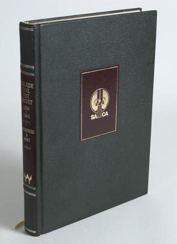 &lsquo;Adelaide Oval Test Cricket 1884-1984&rsquo;. Centenary of Test Cricket at the Adelaide Oval 1884-1984. Bernard Whimpress & Nigel Hart. Adelaide 1984. Deluxe special edition limited to 299 numbered copies to mark Don Bradman&rsquo;s innings of 299, at the time the hi