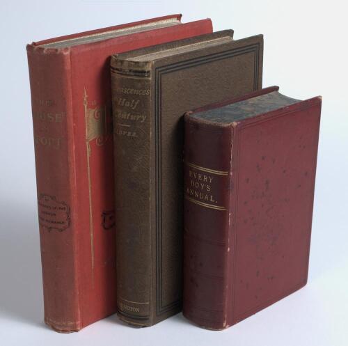 &lsquo;Routledge&rsquo;s Every Boy&rsquo;s Annual&rsquo;. Edited by Edmund Routledge. First edition, London 1863. Original full red leather, marbled page edges, with elaborate colour frontispiece and title page, one dedicated to H.R.H. Albert Edward, Prince of Wales. Amongst the