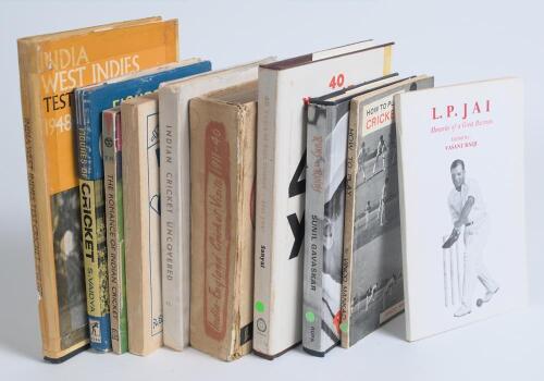 Indian cricket histories and biographies 1945 onwards. Seventeen hardback and softback titles. Includes three with signatures laid down. &lsquo;40 Years of Test Cricket including 41st Year India- England 1932-1973&rsquo;, Saradindu Sanyal, New Delhi 1974, signature o