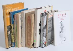 Indian cricket histories and biographies 1945 onwards. Seventeen hardback and softback titles. Includes three with signatures laid down. &lsquo;40 Years of Test Cricket including 41st Year India- England 1932-1973&rsquo;, Saradindu Sanyal, New Delhi 1974, signature o