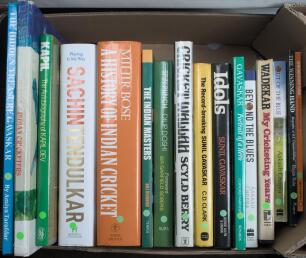 Indian cricket biographies 1973 onwards. Fifteen hardback and softback titles, the majority biographies with some histories, each with signature of the subject/ author laid down. Subjects/ signatures include Sunil Gavaskar (4), Aakash Chopra (2), B.S. Cha