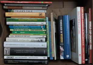 Indian cricket histories and biographies 1946 onwards. Box comprising a good selection of mainly modern hardback and softback titles. Includes three titles with signatures, &lsquo;CCI & The Brabourne Stadium 1937-1987&rsquo;, Vasant Raiji & Anandji Dossa, Bombay 1987