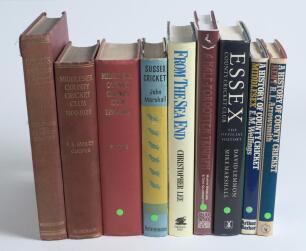 South East county and Lord&rsquo;s cricket histories 1920 onwards. Nine hardback titles covering Middlesex, Lord&rsquo;s, Sussex, Kent and Essex. Includes three earlier hardback titles, &lsquo;Lord&rsquo;s and the M.C.C.&rsquo;, Lord Harris & F.S. Ashley Cooper, London 1920, and two v