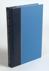 &lsquo;Last Over&rsquo;. E.W. Swanton and David Rayvern Allen. Richard Cohen Books, London, 1996. Limited edition quarter leather bound copy with gilt to all edges by Boundary Books. Limited edition of 90 copies, this being copy 18. Signed to the limitation page by S