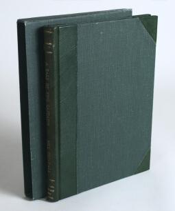 &lsquo;A Tale of Two Captains&rsquo;. Bill Frindall. Boundary Books, Cheshire, 1992. Green quarter leather, marbled endpapers, gilt to top page edges, slip case. Limited edition of 350 copies of which this is number 13. Signed to title page by Frindall, Graham Gooch,
