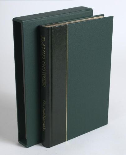 &lsquo;David Gower. The Autobiography&rsquo;. David Gower & Martin Johnson. Boundary Books, Goostrey 1992. Bound in green quarter leather, gilt to top page edges, in slipcase. Limited edition of 100 copies, this being no. 55, signed to the limitation page by Gower, a