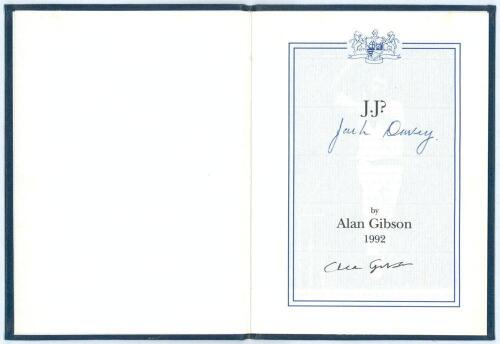 &lsquo;J.J?&rsquo;. Alan Gibson. Richard Walsh Books, Taunton 1992. Original navy cloth boards, gilt title to front. Limited edition of 50 copies, this being number 14, signed to the title page by the author, Gibson, and by the subject, Jack Davey. Very good conditio