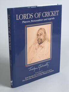 &lsquo;Lords of Cricket. Players, Personalities and Legends&rsquo;. Jocelyn Galsworthy and Judy Vigors. Shrewsbury 2005. Signed to the title page by Galsworthy. Also signed to the portrait pages by twenty six of the featured players. Signatures are Ian Botham, David 