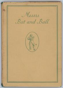 &lsquo;Messrs Bat and Ball&rsquo;. Norman Gale. Rugby 1930. First edition limited to only 250 copies. Original green cloth with pictorial gilt title to front and spine. To the half title page is an eight line poem, handwritten in ink by Gale, titled &lsquo;Tit for Tat&rsquo;, ni