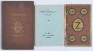 Club histories. &lsquo;Forty-Four Years of Ashton Cricket 1857-1900&rsquo;. D. Cordingley. Ashton-Under-Lyne 1901. Original maroon cloth boards with gilt title to front cover. Some staining and wear to boards, otherwise in good condition. &lsquo;The Twickenham Cricket Club