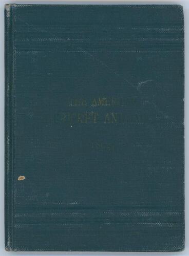The American Cricket Annual for 1894&rsquo;. Fifth year of publication. Compiled, edited and published by Jerome Flannery, New York 1894. Bound in blue cloth boards, gilt title to front board (faded), lacking wrappers. Padwick 4045. Good condition.