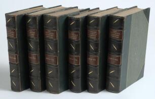 John (+ James) Lillywhite&rsquo;s Cricketers&rsquo; Companion 1865-1885. Complete run of the annual handsomely bound together in six volumes in quarter green leather with gilt titles to spines and raised bands, all issues with original green wrappers retained. Gilt t