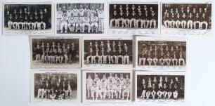 Yorkshire 1923-1939. Ten mono postcards, of which nine are real photographs, of Yorkshire teams of the period, players depicted seated and standing in rows. Teams are 1923/24 (published by Fielding, Leeds), 1925 (unknown), 1931 (Fielding), 1932, 1933, 193